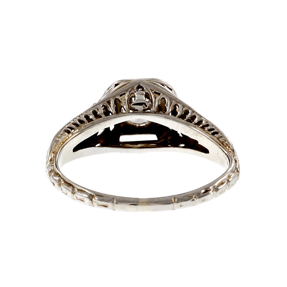 Vintage 1940 Filigree Diamond Engagement Ring 18k White Gold – image 4