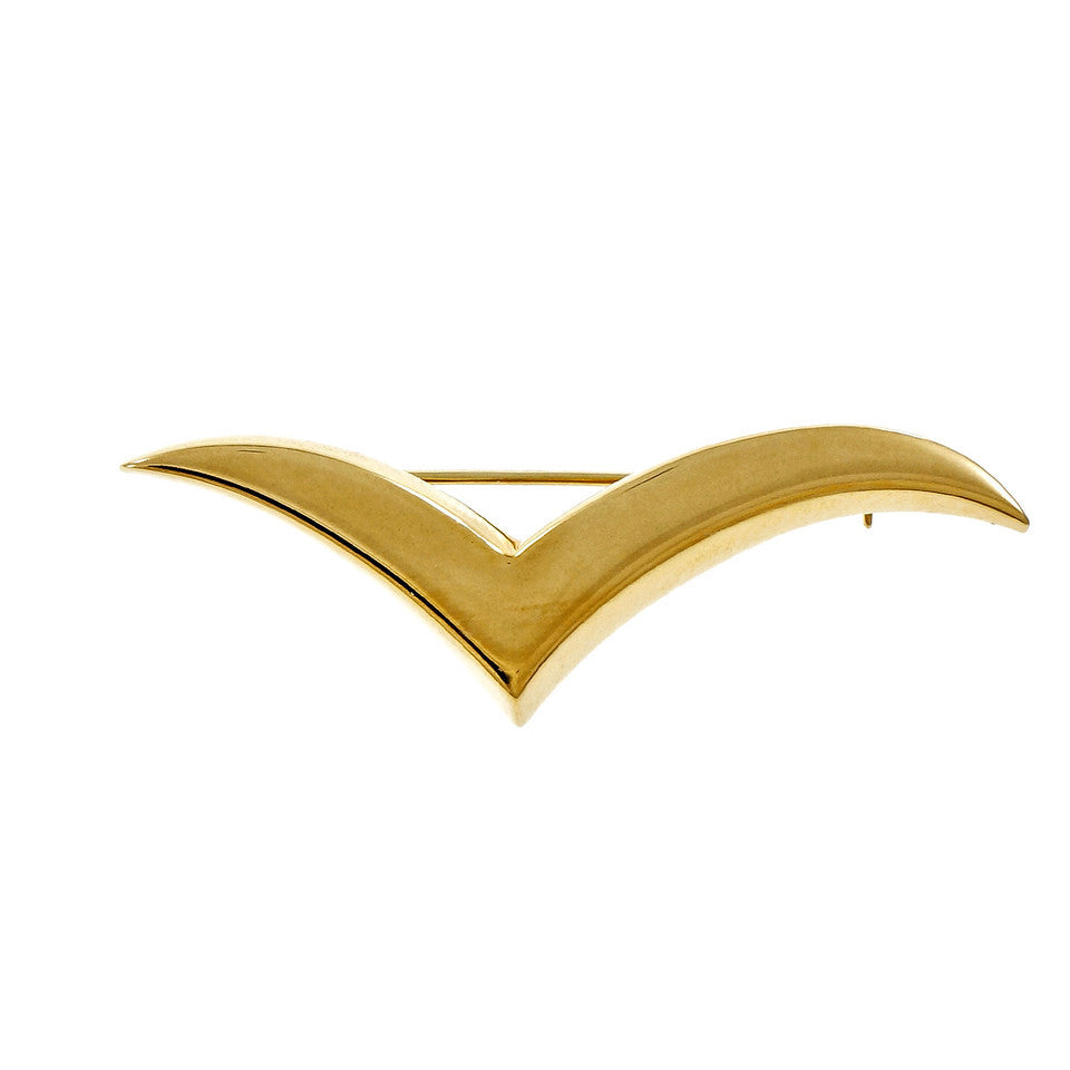 Tiffany & Co Medium Dove Seagull Pin 18k Yellow Gold