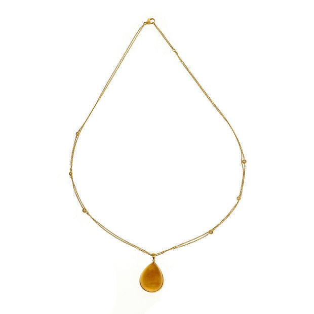 Jenny Perl Diamond Necklace Citrine Mother Of Pearl 18k Yellow Gold