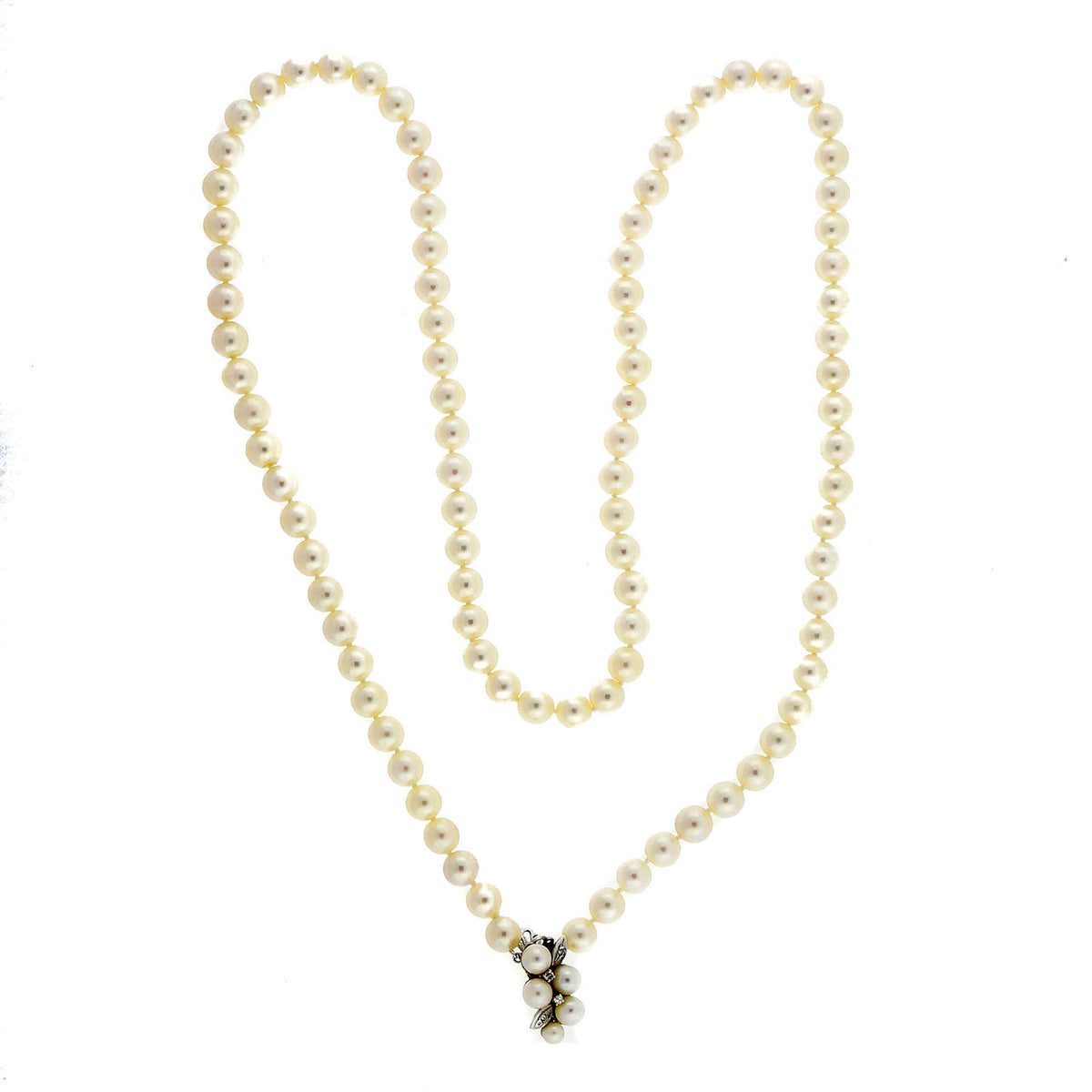 Vintage Estate 30 Inch Cultured Japanese Akoya 7.5mm Pearl Y Style Necklace – image 3