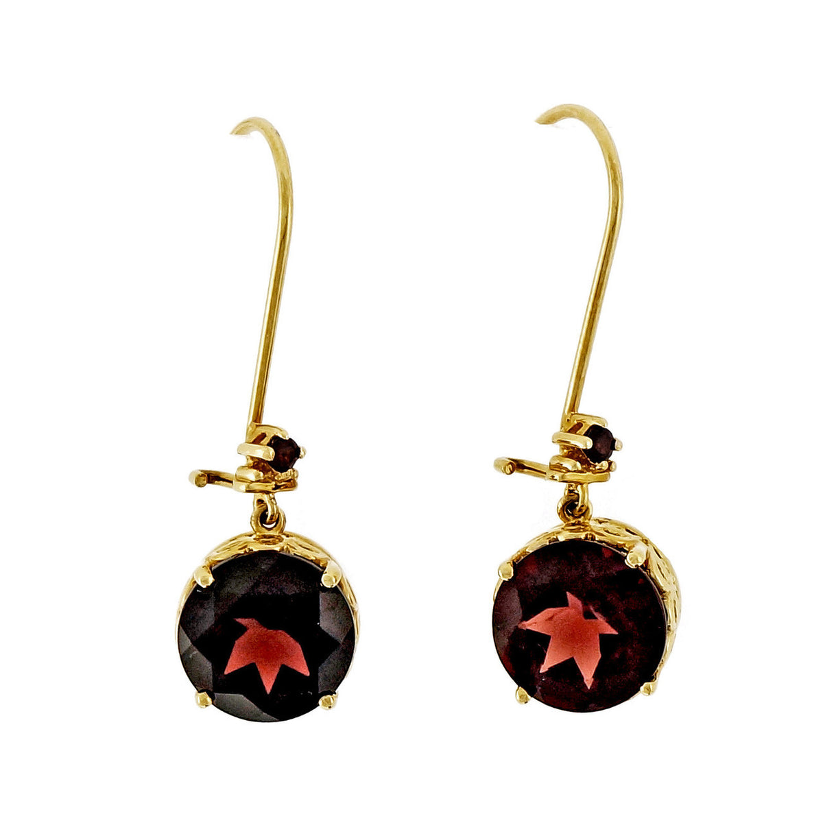 Estate 11.50c Red Garnet 14k Pink Gold Dangle Earrings – image 2