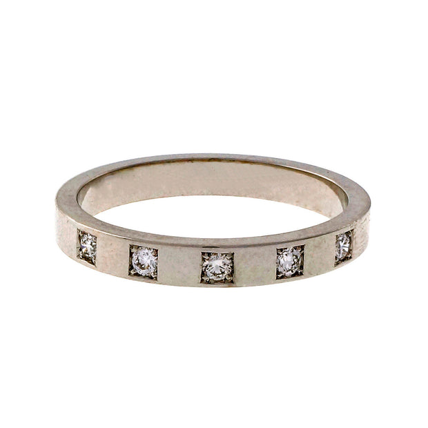 Peter Suchy Mens Flat Solid 18k White Gold Diamond Wedding Band