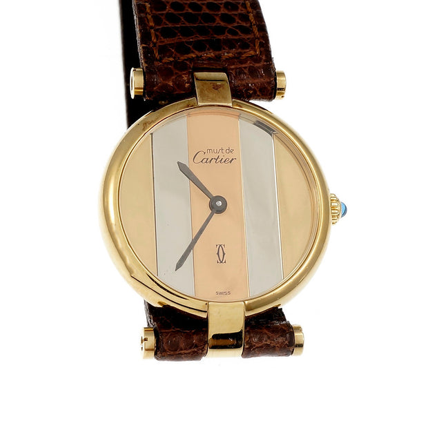 Cartier Quartz Tri Color Dial Vermeil Watch