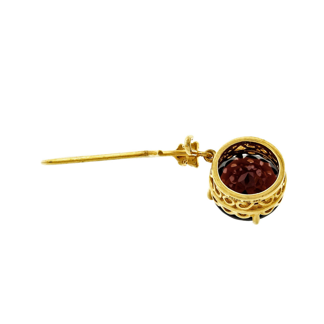 Estate 11.50c Red Garnet 14k Pink Gold Dangle Earrings – image 5