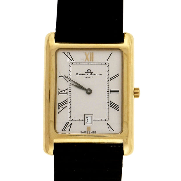 Baume & Mercier 1995 18k Yellow Gold Tank Watch