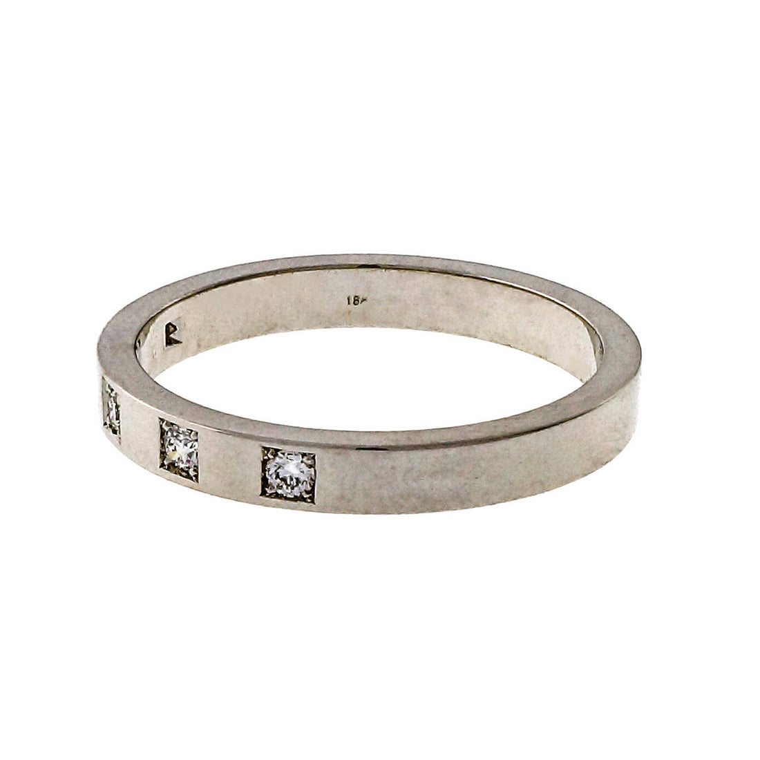 Peter Suchy Mens Flat Solid 18k White Gold Diamond Wedding Band – image 2