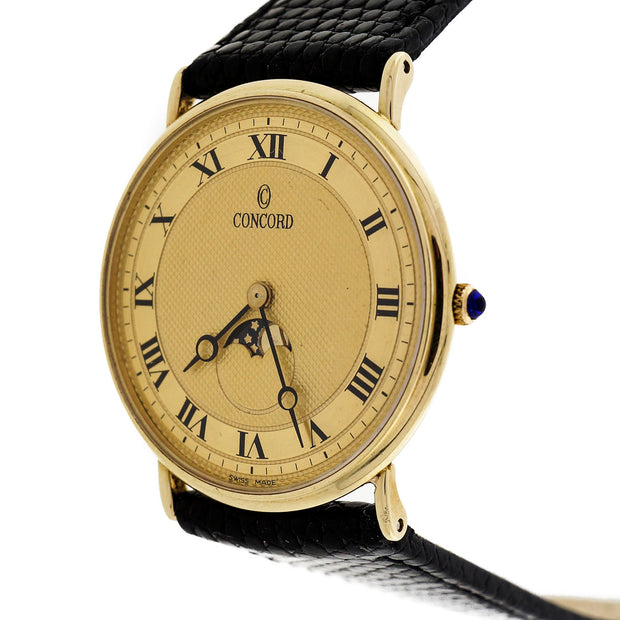 Concord Moonphase 14 Karat Gold Quartz Ultra Thin Watch