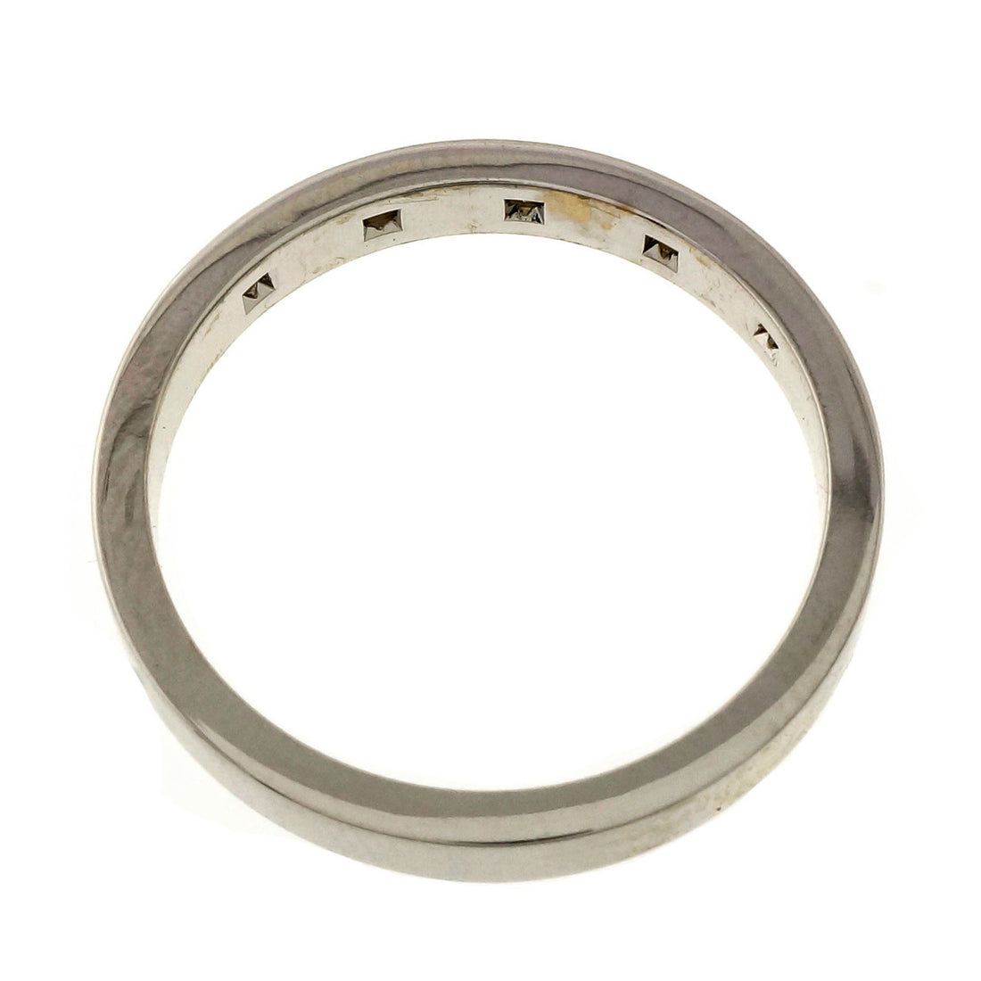 Peter Suchy Mens Flat Solid 18k White Gold Diamond Wedding Band – image 3