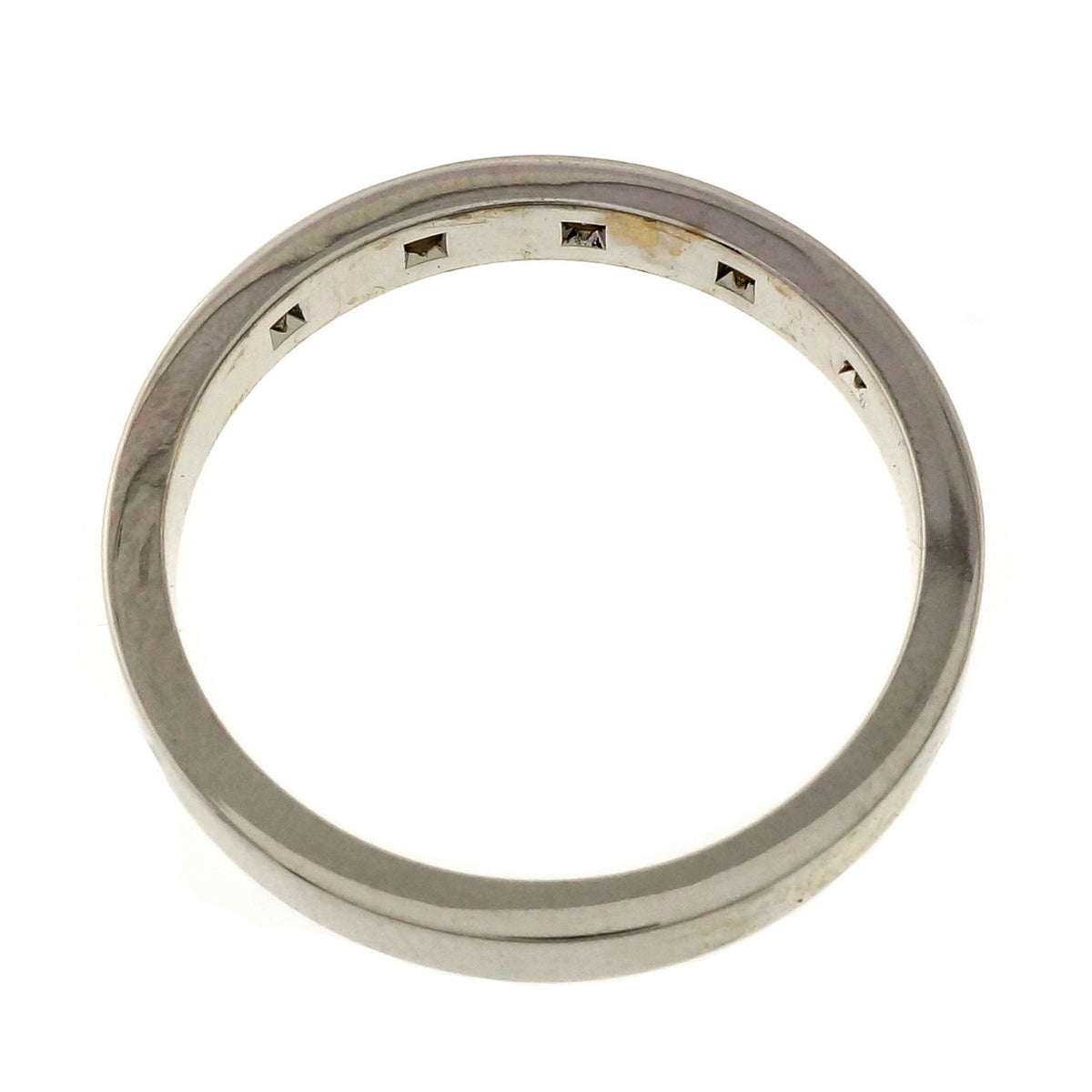 Peter Suchy Mens Flat Solid 18k White Gold Diamond Wedding Band – image 3