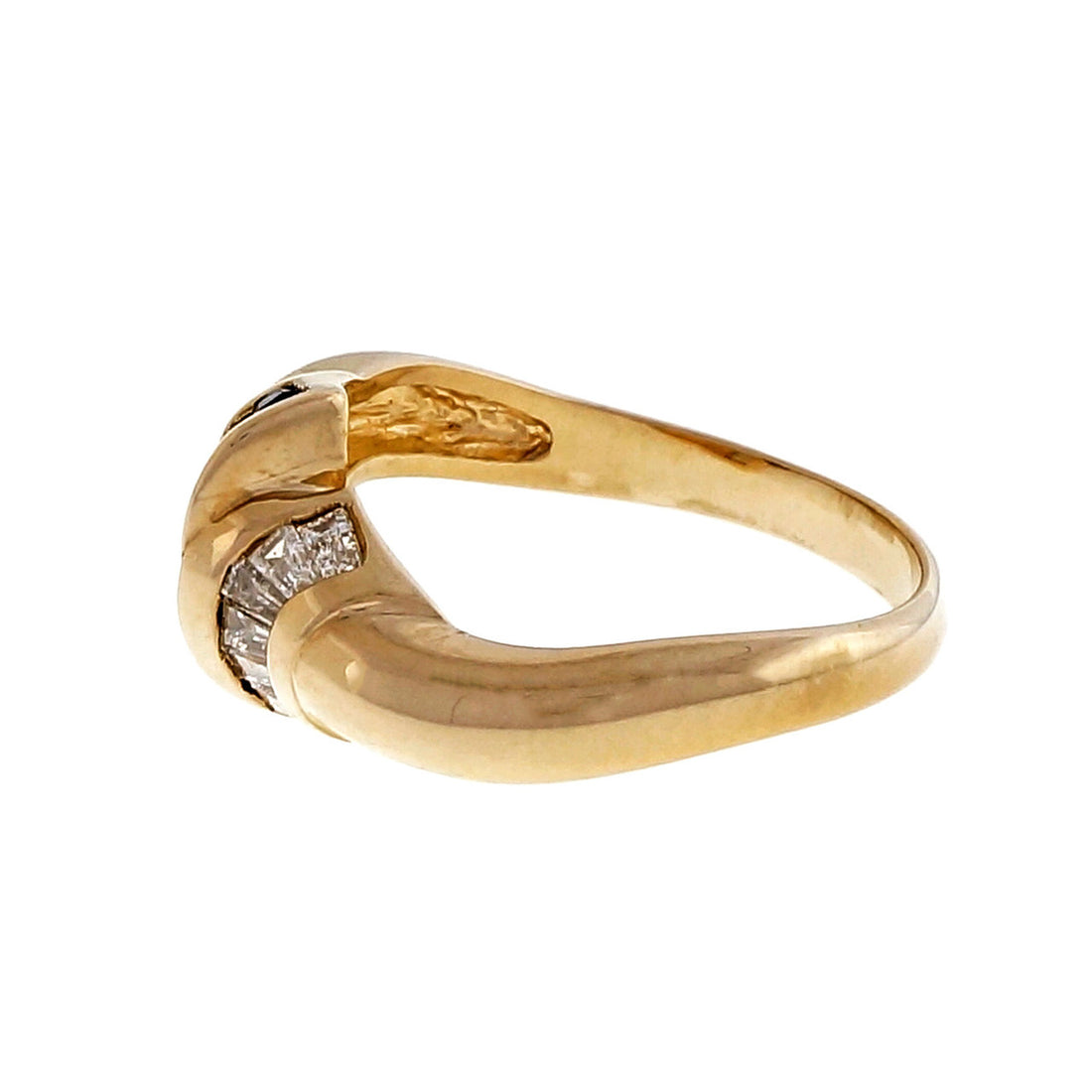 Estate Bypass Tapered Baguette Diamond Sapphire Ring – image 3