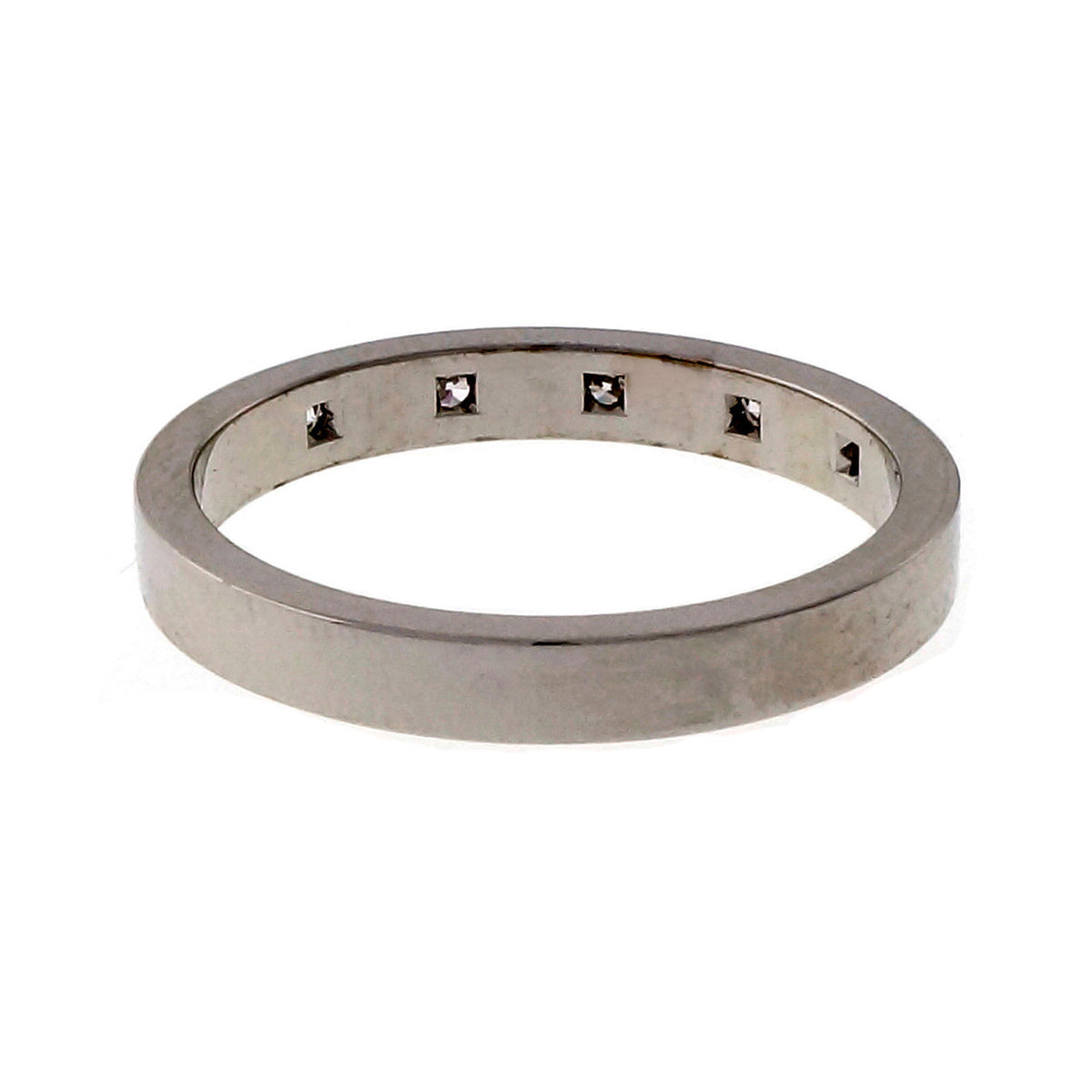Peter Suchy Mens Flat Solid 18k White Gold Diamond Wedding Band – image 4
