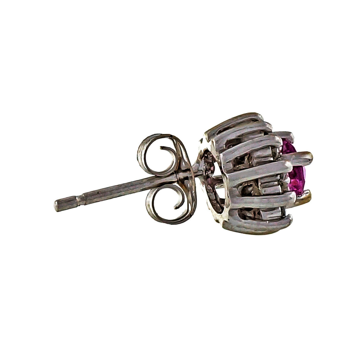 Vintage Pink Sapphire .40ct Diamond 14k White Gold Diamond Cluster Earrings – image 7