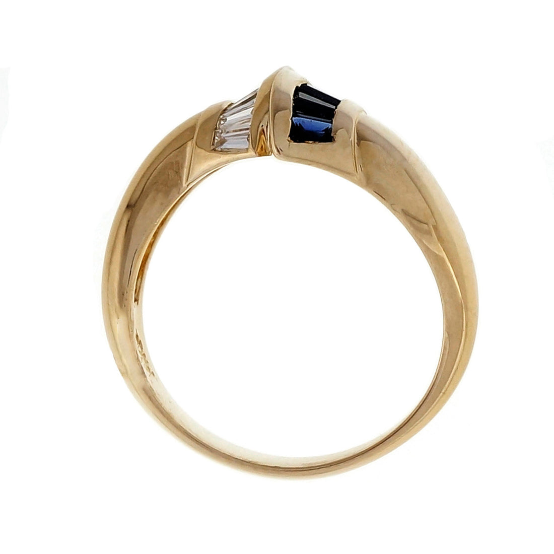Estate Bypass Tapered Baguette Diamond Sapphire Ring – image 5