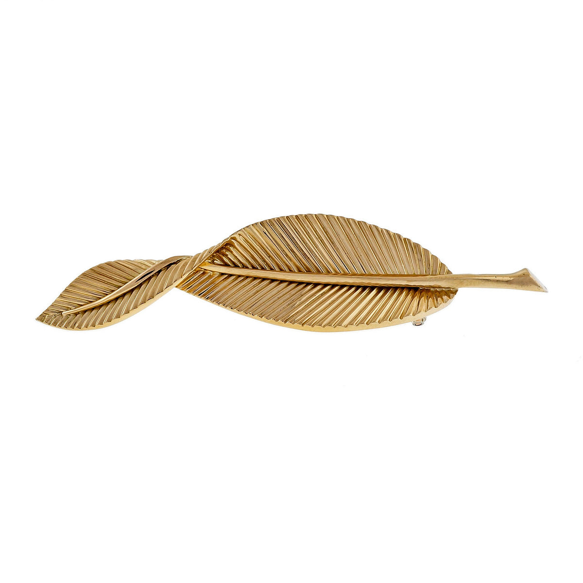 Vintage 1960 VCA Van Cleef & Arpels Folded Leaf Pin 18k Yellow Gold