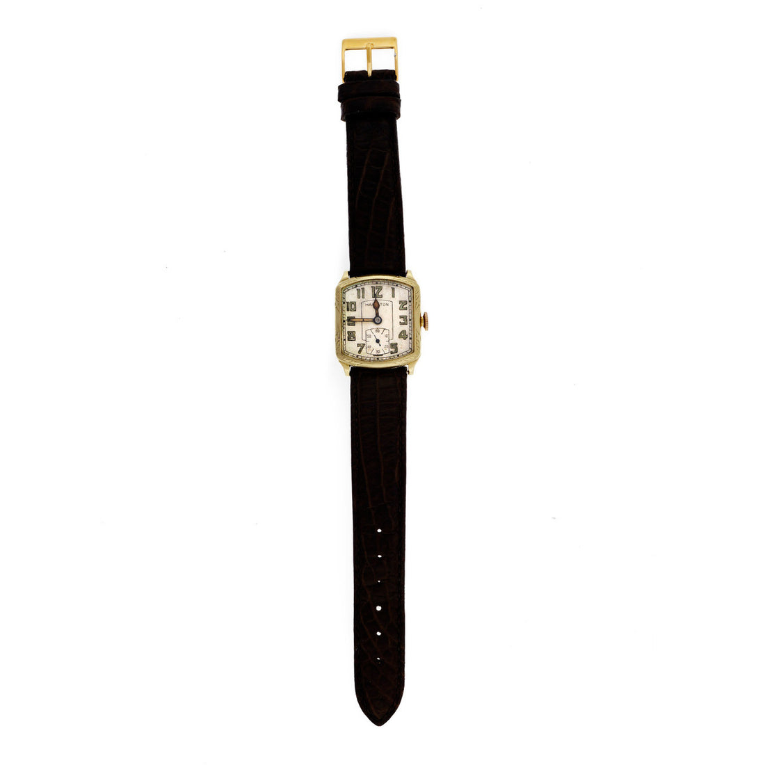 Art Deco 1939 Hamilton Green Gold Strap Watch Original Dial And Hands – image 7