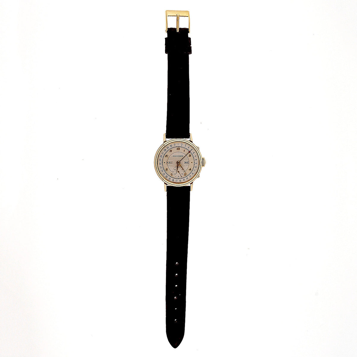 Vintage Movado Men's Watch 14k Day Date Month 4041 – image 8