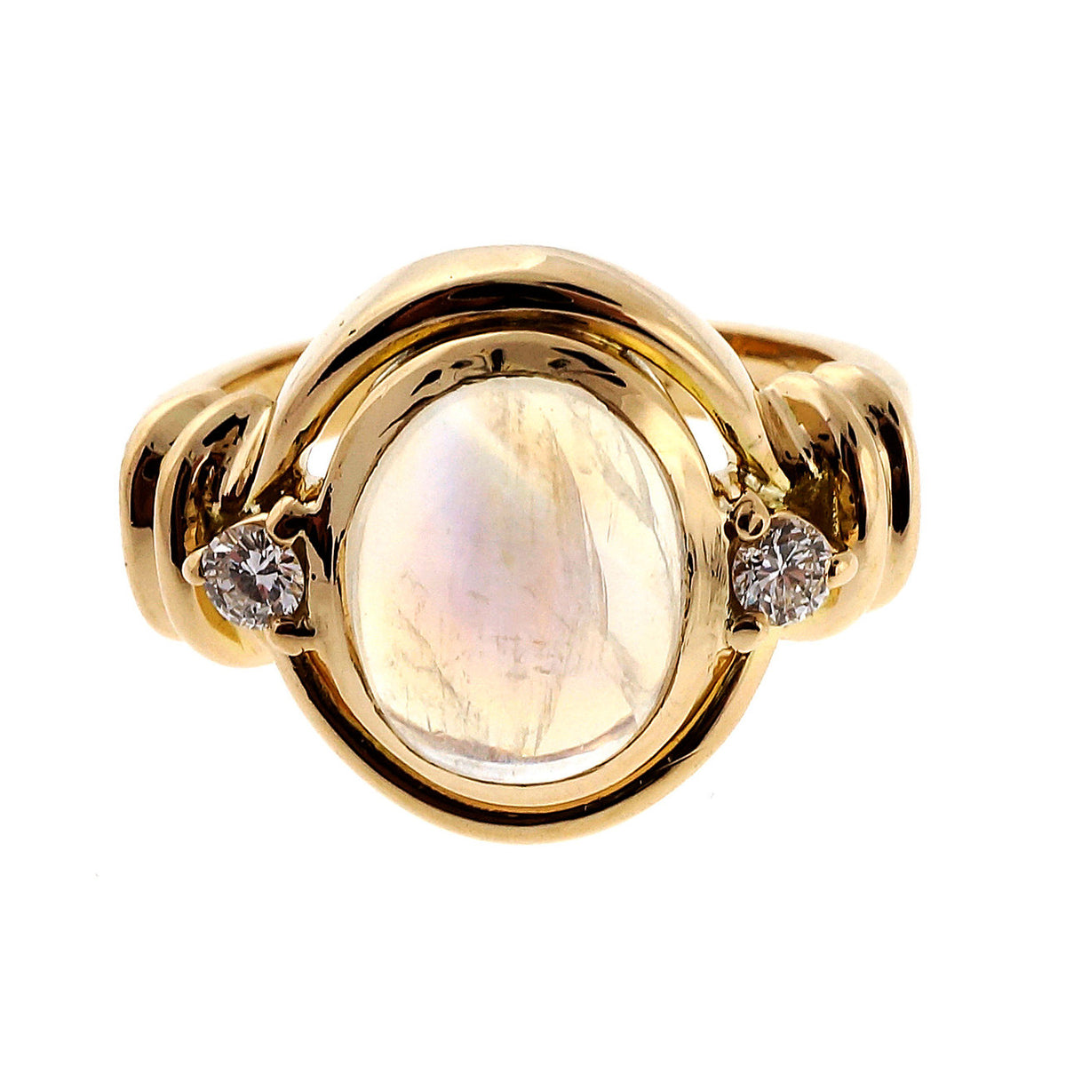 3.23 Carat Moonstone Diamond Yellow Gold Ring – image 8