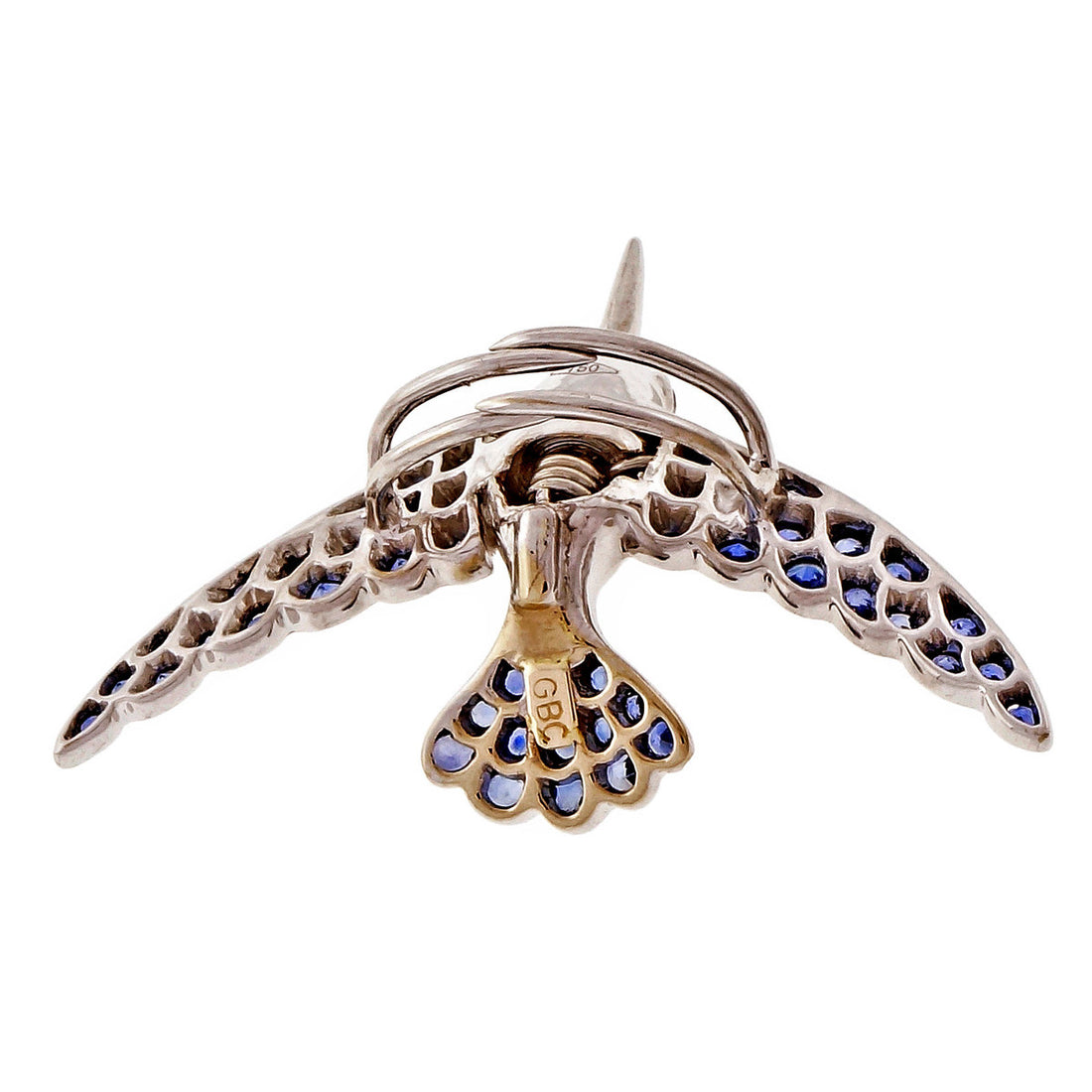 Swallow Pavé Sapphire Clip Pin In 18k White Gold – image 3