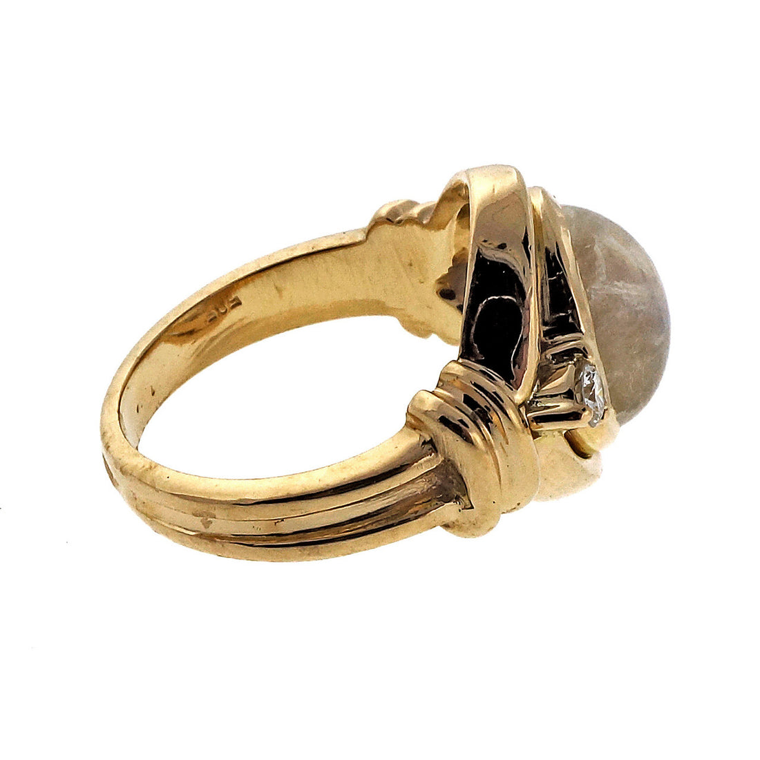 3.23 Carat Moonstone Diamond Yellow Gold Ring – image 5