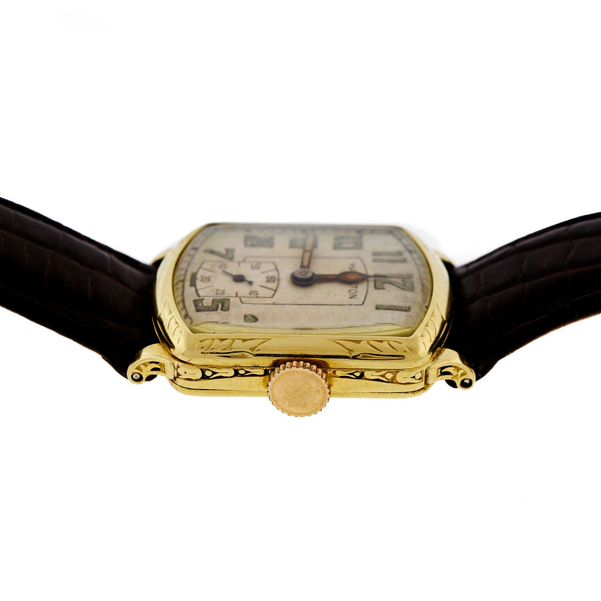 Art Deco 1939 Hamilton Green Gold Strap Watch Original Dial And Hands – image 4