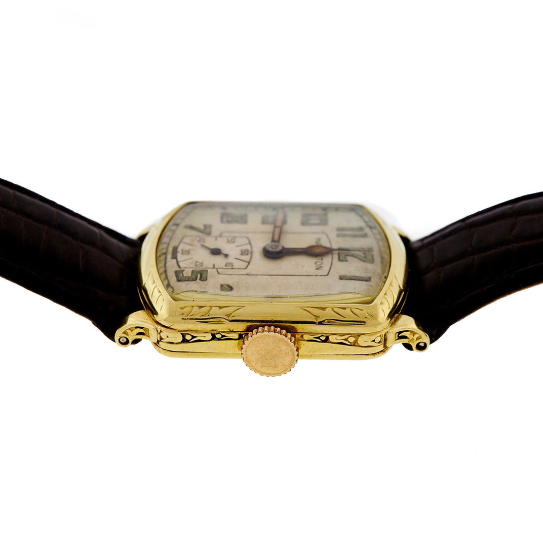 Art Deco 1939 Hamilton Green Gold Strap Watch Original Dial And Hands – image 10