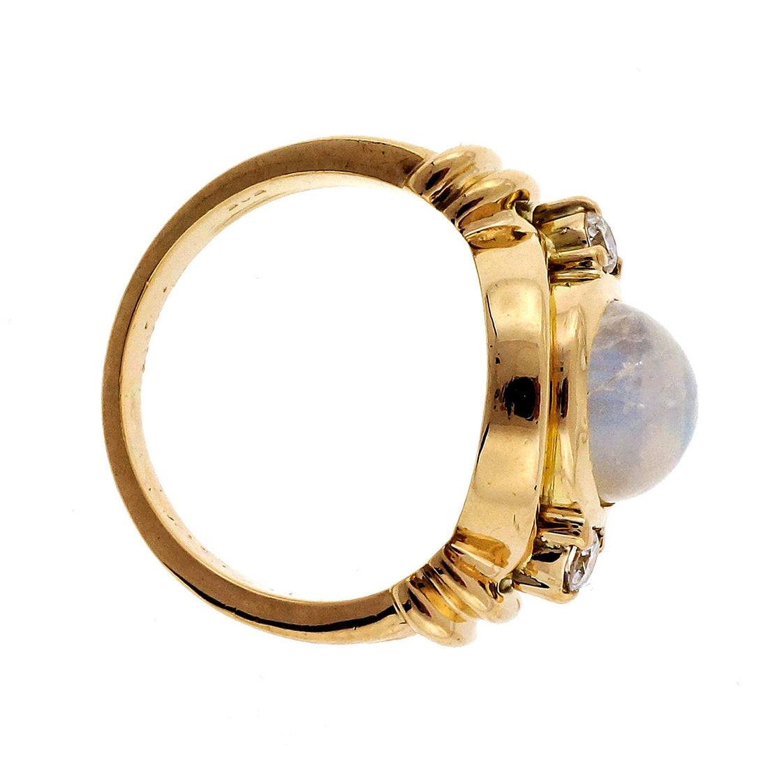 3.23 Carat Moonstone Diamond Yellow Gold Ring – image 6