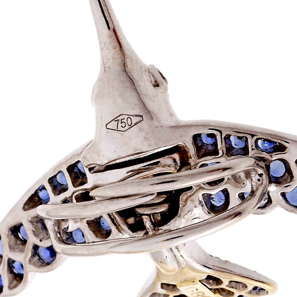 Swallow Pavé Sapphire Clip Pin In 18k White Gold – image 5