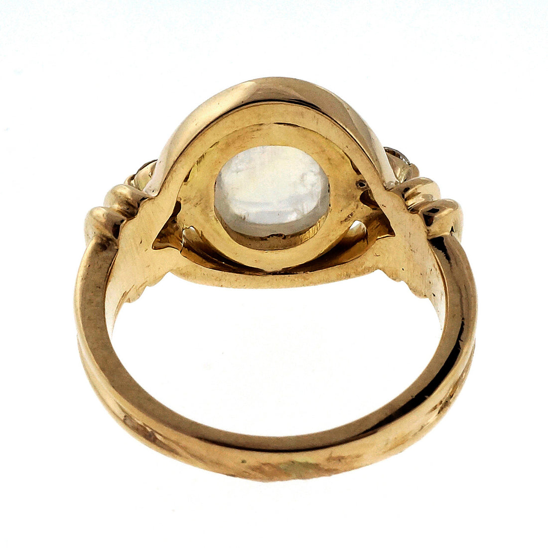 3.23 Carat Moonstone Diamond Yellow Gold Ring – image 3