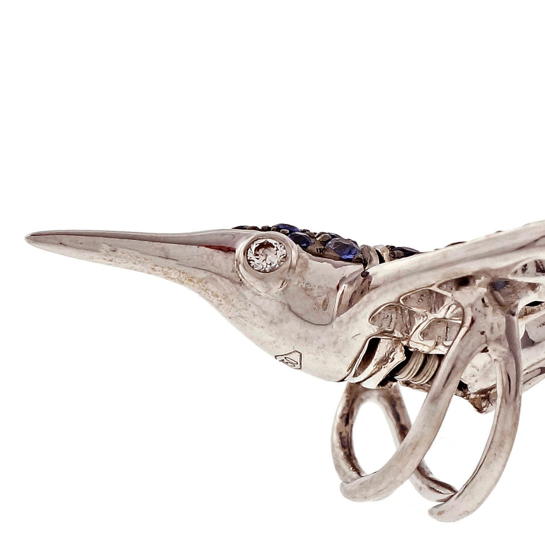 Swallow Pavé Sapphire Clip Pin In 18k White Gold – image 6