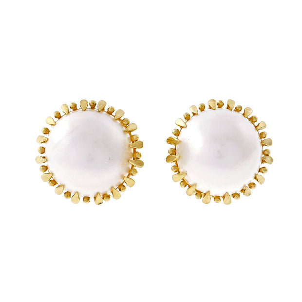 Vintage 1960 Mobé Pearl 14k Yellow Gold Earrings