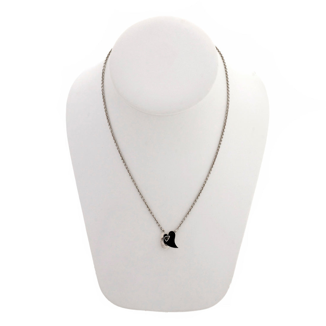 Estate Shaun Leane Hook My Heart 18k White Gold Black Enamel Diamond Necklace – image 2