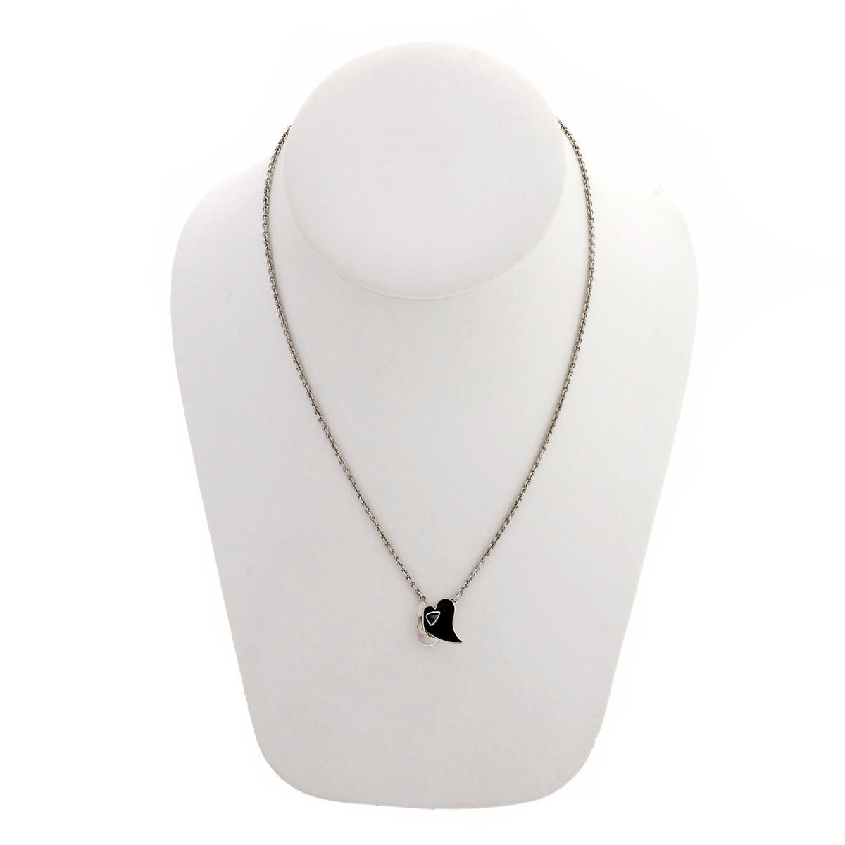 Estate Shaun Leane Hook My Heart 18k White Gold Black Enamel Diamond Necklace – image 2