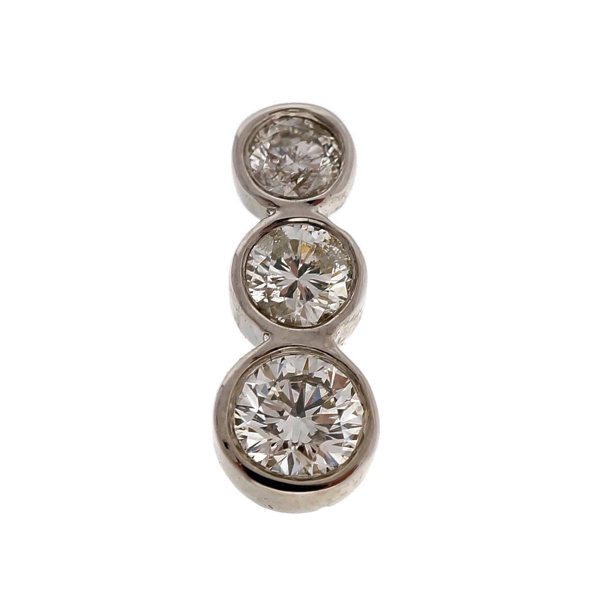 Estate Triple Bezel Diamond 14k White Gold Pendant .70ct