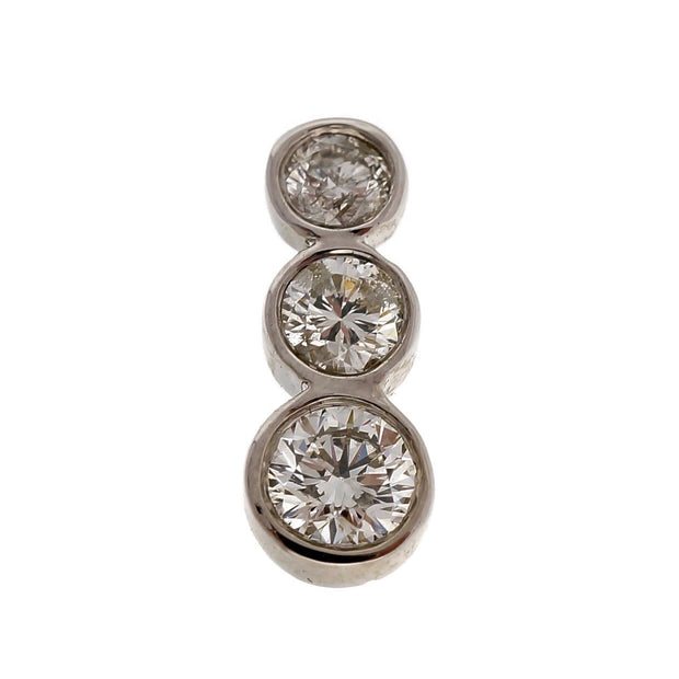 Estate Triple Bezel Diamond 14k White Gold Pendant .70ct