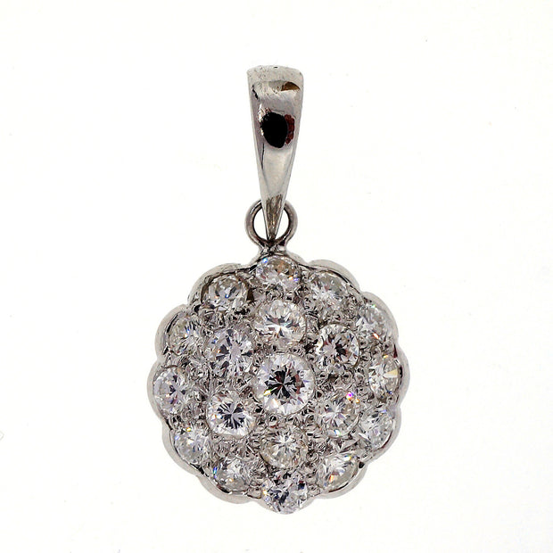 Art Deco .41 Carat Diamond Platinum Domed Pendant