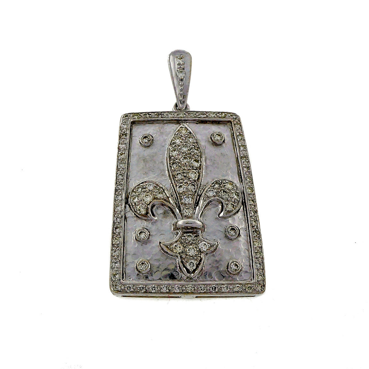 18k White Gold 1.30ct Diamond Fleurs De Lis Pendant – image 5
