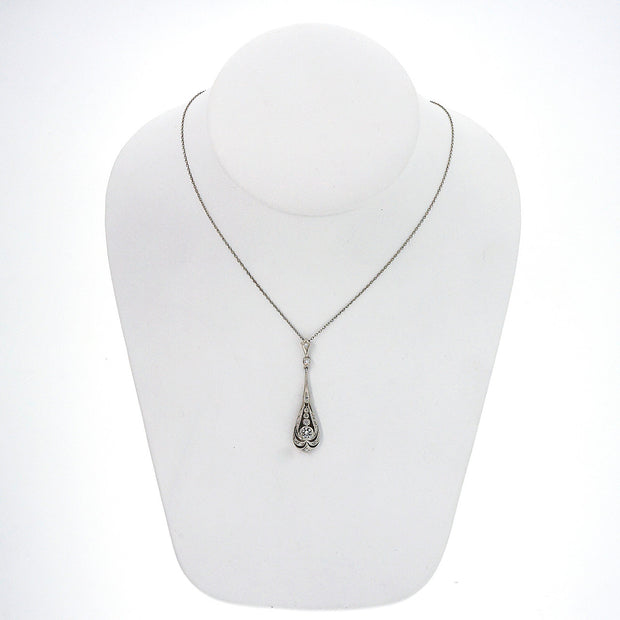 Art Deco .40 Carat Diamond Platinum Pendant Necklace