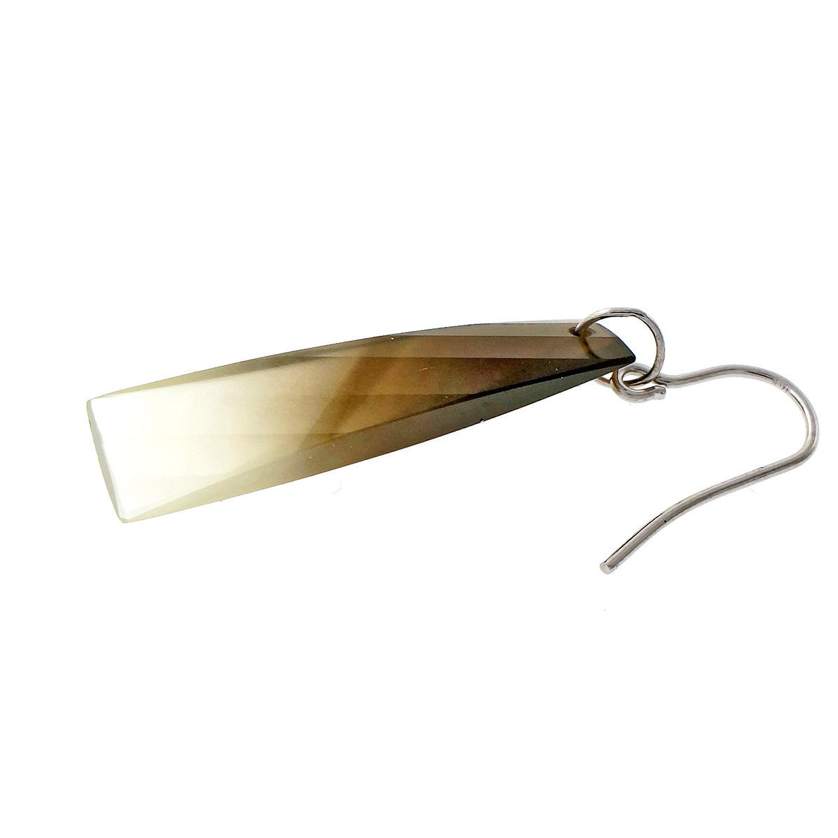 Peter Suchy Rare Smoky Milky Quartz 14k White Gold Dangle Earrings – image 2