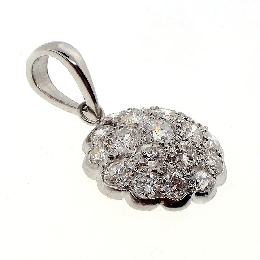 Art Deco .41 Carat Diamond Platinum Domed Pendant – image 2
