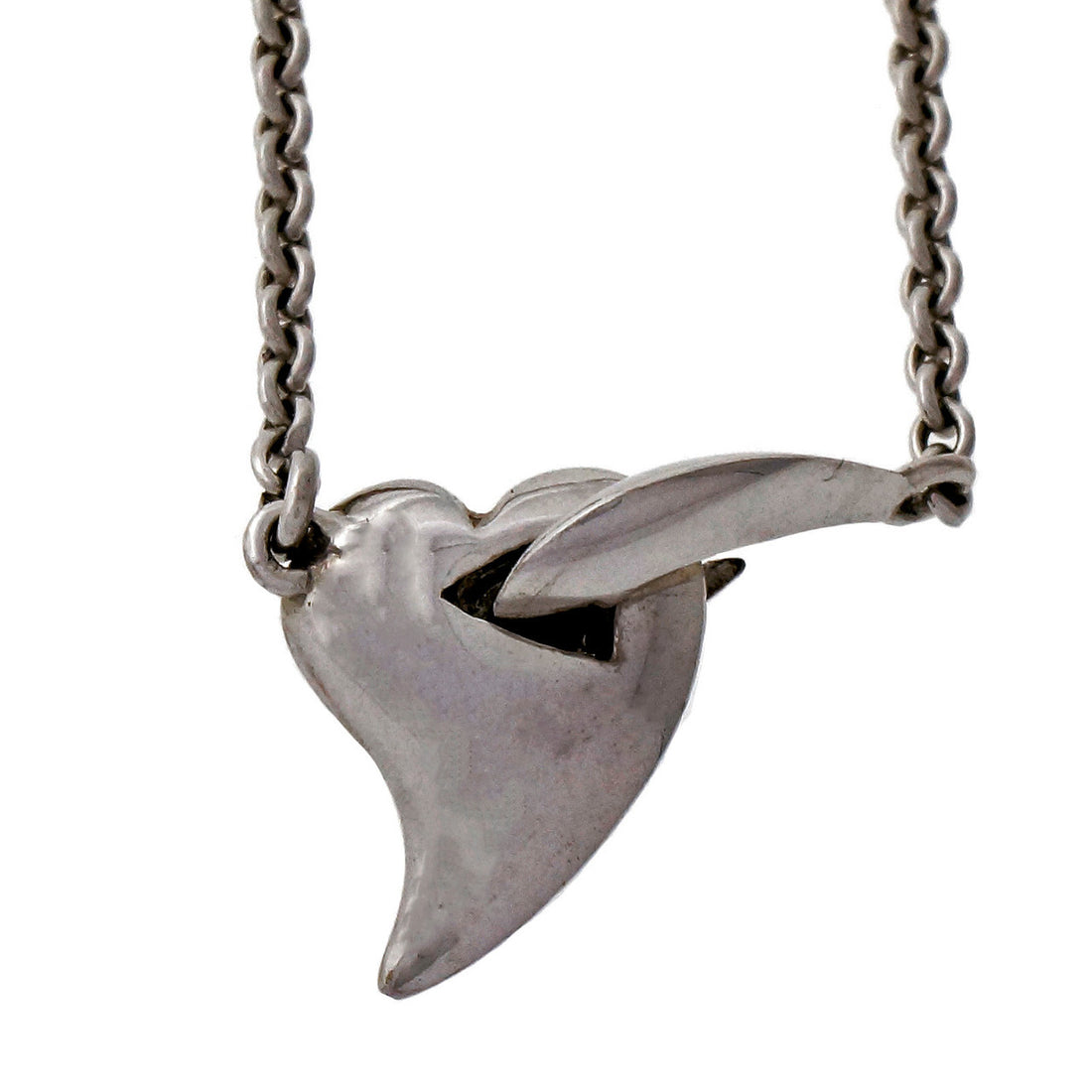 Estate Shaun Leane Hook My Heart 18k White Gold Black Enamel Diamond Necklace – image 3