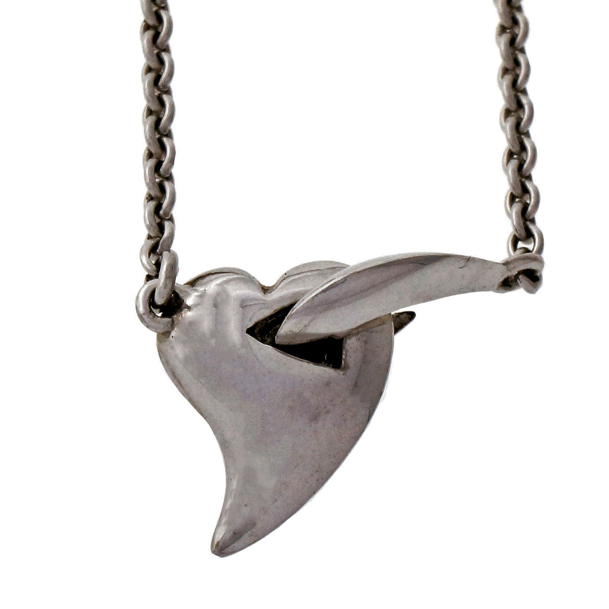 Estate Shaun Leane Hook My Heart 18k White Gold Black Enamel Diamond Necklace – image 3