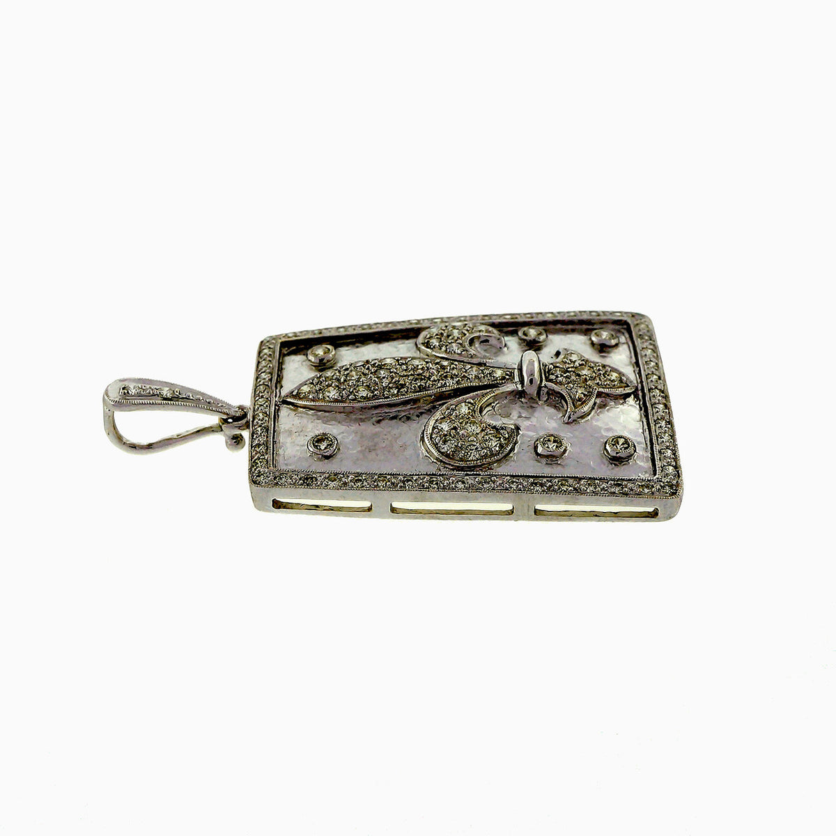 18k White Gold 1.30ct Diamond Fleurs De Lis Pendant – image 3
