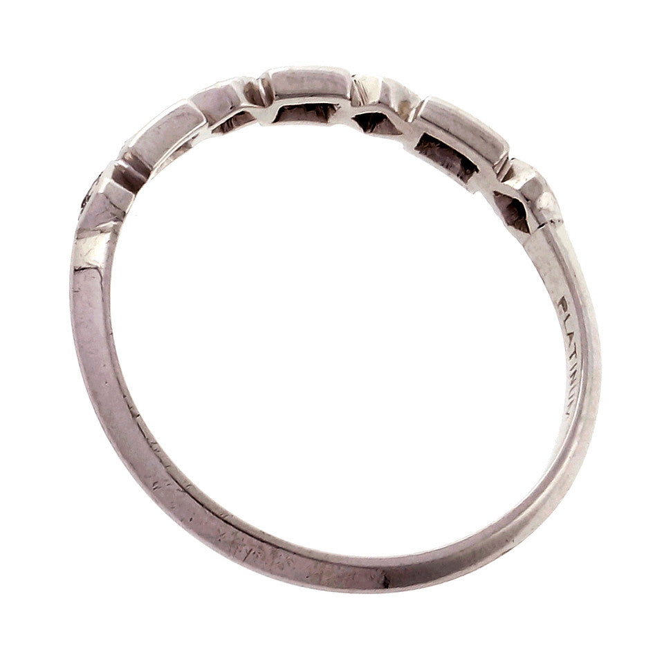 Estate 1940 Baguette Round Platinum Diamond Ring Wedding Band – image 4