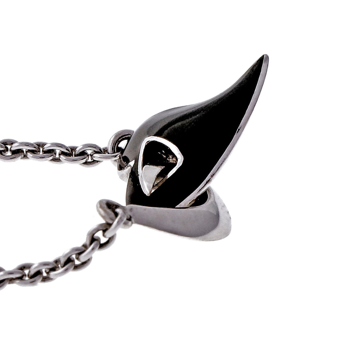 Estate Shaun Leane Hook My Heart 18k White Gold Black Enamel Diamond Necklace – image 4