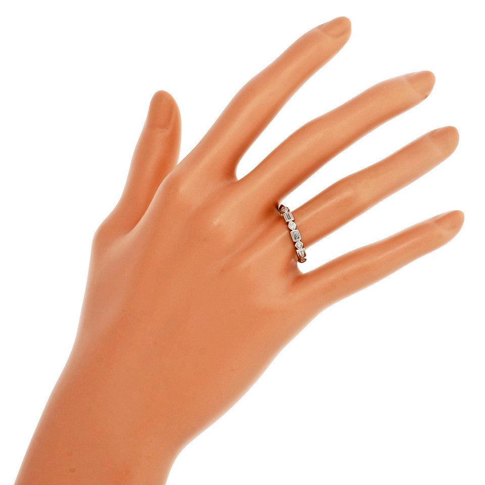 Estate 1940 Baguette Round Platinum Diamond Ring Wedding Band – image 6