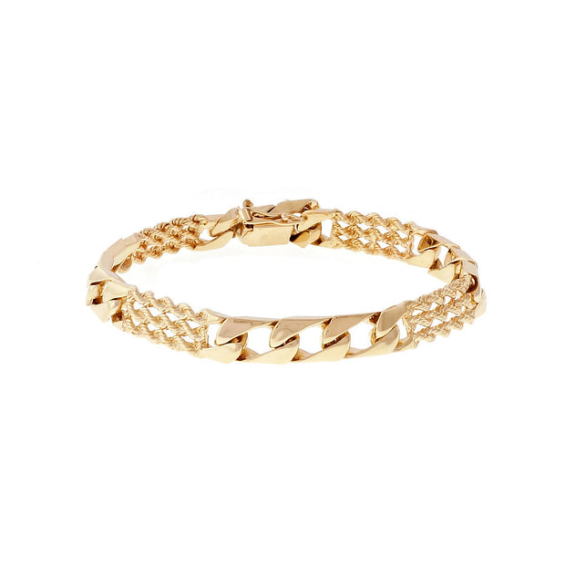 Vintage 1960 Bracelet Alternating Rope & Link Sections 14k Yellow Gold