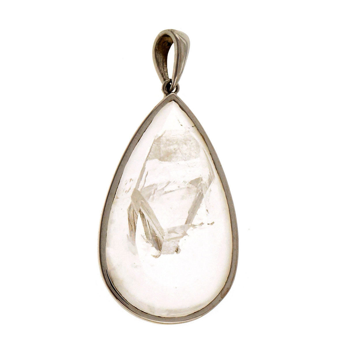 Natural Manifestor Quartz Crystal Pendant 18k White Gold PSD