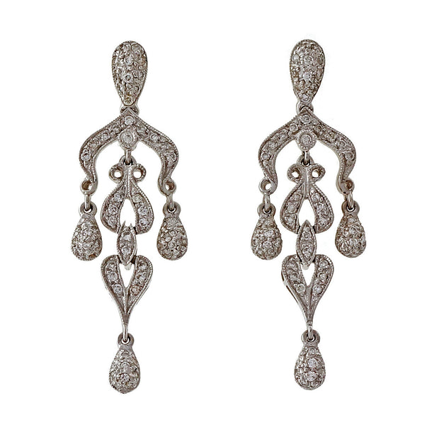 Chandelier 14k White Gold Dangle Earrings .75ct Diamond