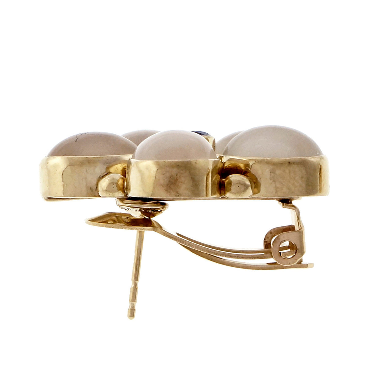 Vintage 1960 Cats Eye Moonstone Sapphire Earrings 14k Gold – image 3