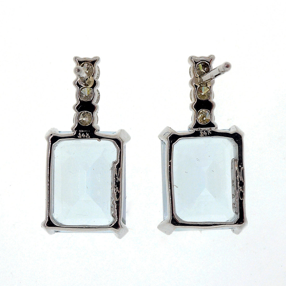 4.00 Carat Aqua Diamond White Gold Drop Earrings – image 14